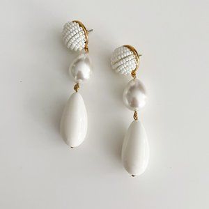 J. Crew Bead and Pearl Drop Earrings (White)